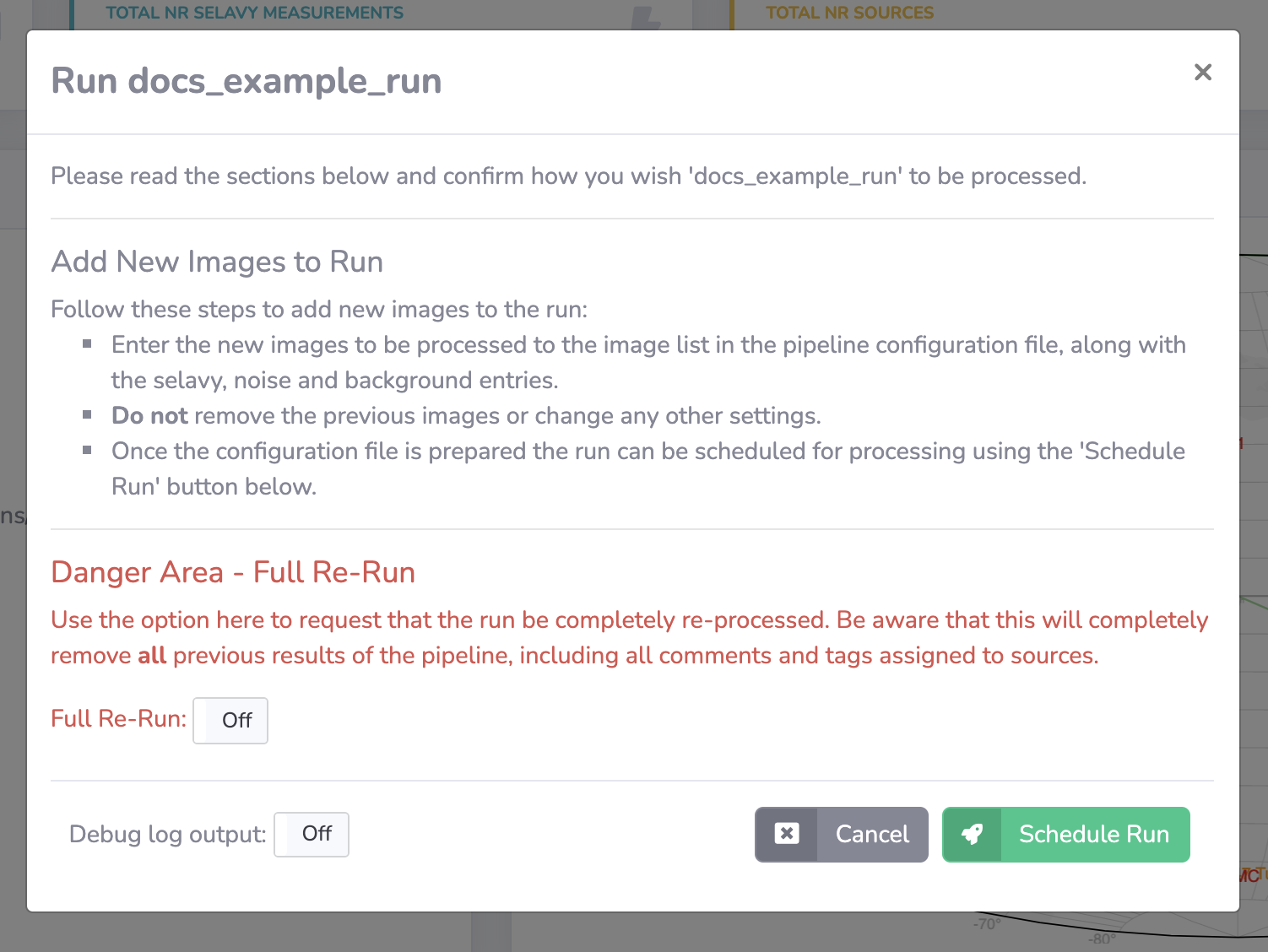 Process run modal.