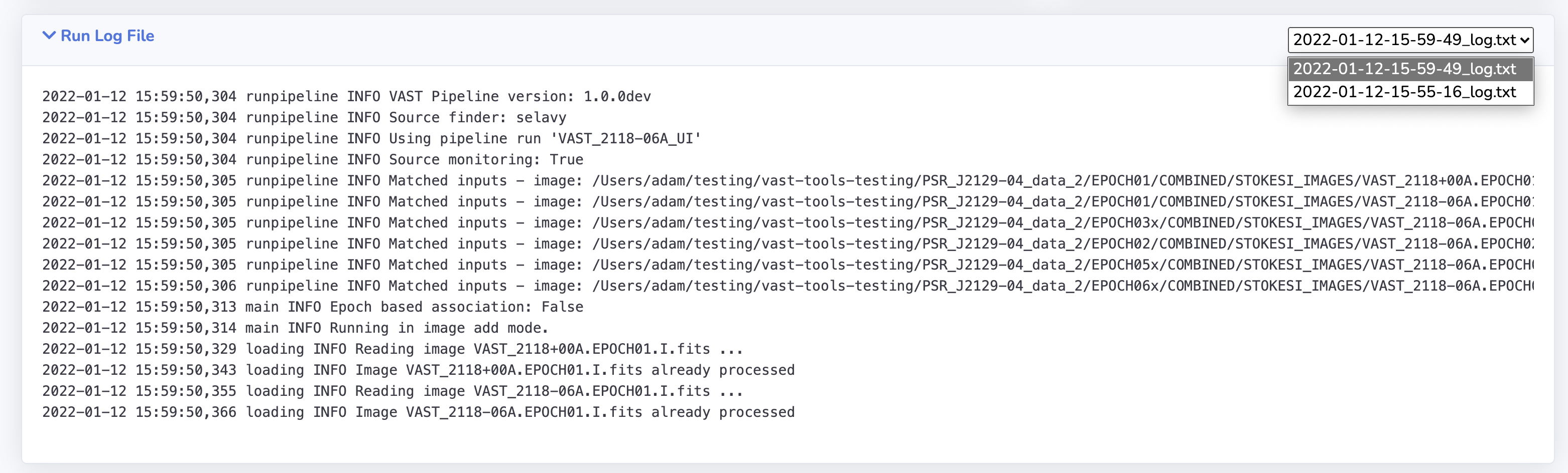 Run log file.