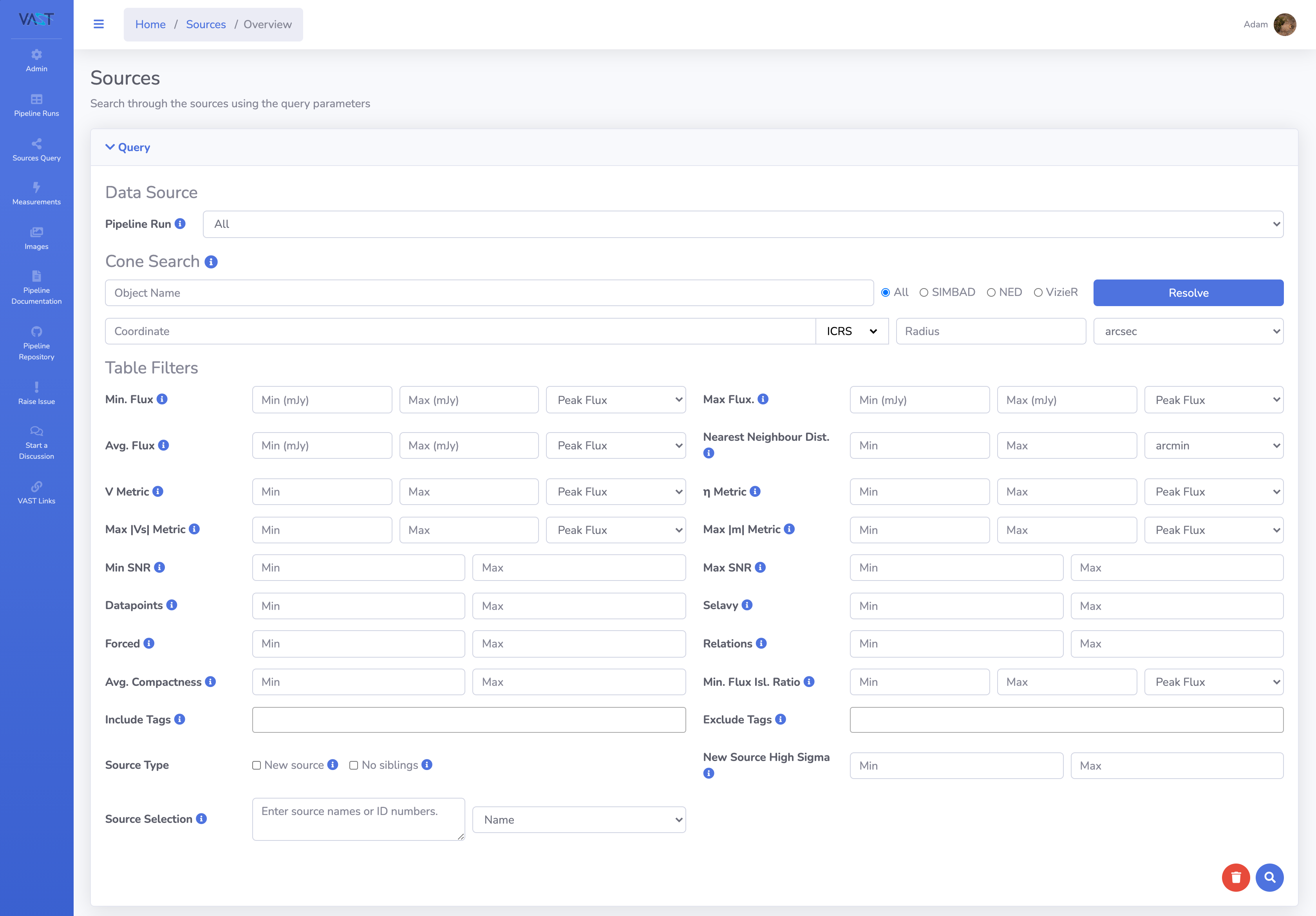 The source query form.